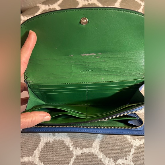 Coach Blue and Green Women's Wallet - Picture 6 of 9